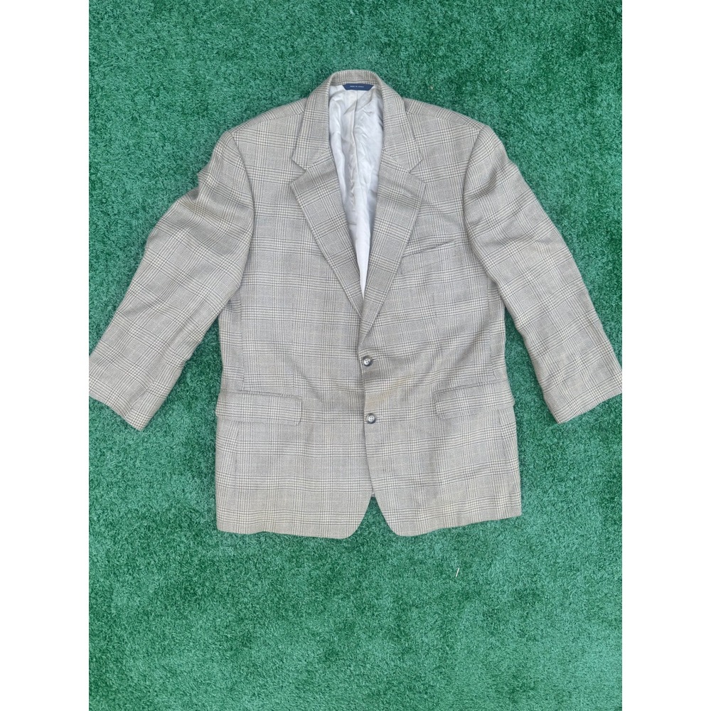 Brooks Brothrers Vintage Mens Plaid Two Button Blazer Brown Check Sport‎ Coat